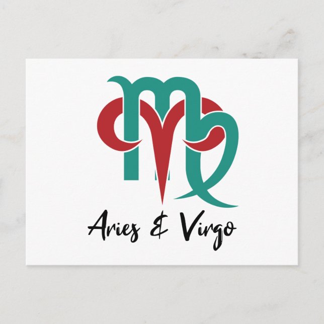 Aries und Virgo Zodiac Couple Horoskop Postkarte (Vorderseite)