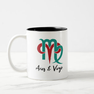 Aries und Virgo Zodiac Couple Horoskop Zweifarbige Tasse