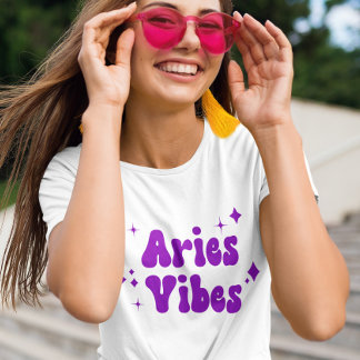 Aries Vibes Zodiac Astrologie Lila Stars T - Shirt