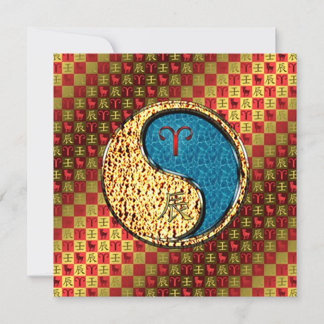 Aries & Water Dragon Karte (Vorderseite)