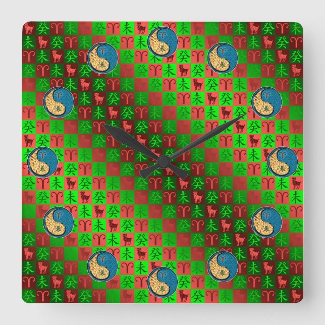 Aries & Water Goat Quadratische Wanduhr (Vorderseite)