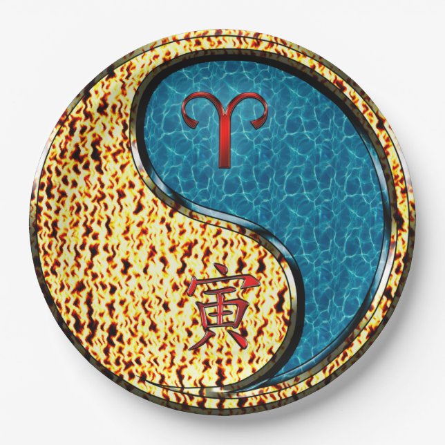 Aries & Water Tiger Pappteller (Vorderseite)