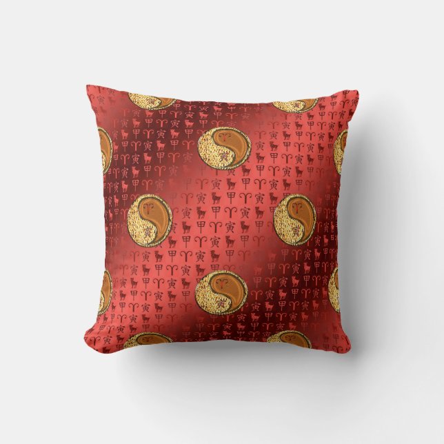 Aries & Wood Tiger Throw Pillow Kissen (Vorderseite)