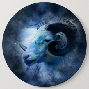 Aries Zodiac Astrologie Signieren Blauer Ram Button