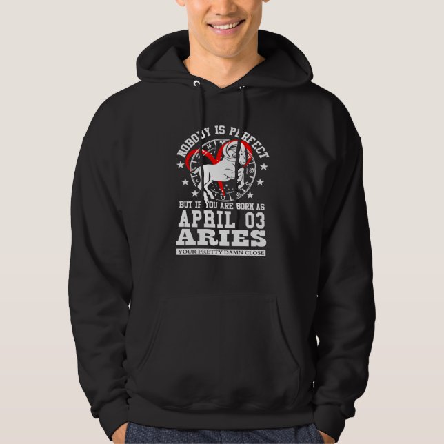 Aries Zodiac Astrology April 03 Women Men Birthday Hoodie (Vorderseite)