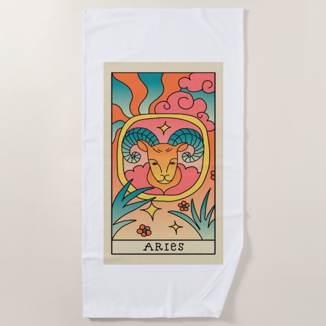Aries Zodiac Beach Handtuch (Vorderseite)