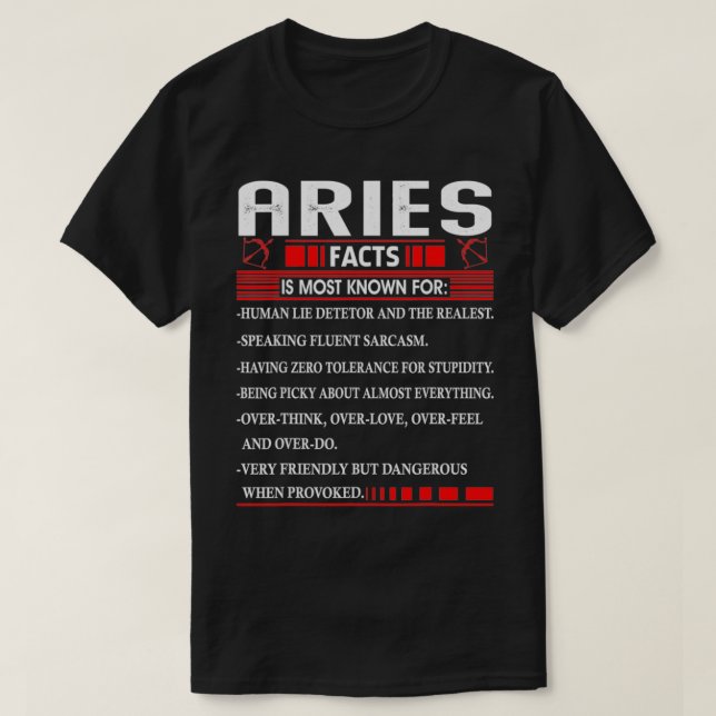 Aries Zodiac Birthday Aries Fakten für Männer Frau T-Shirt (Design vorne)