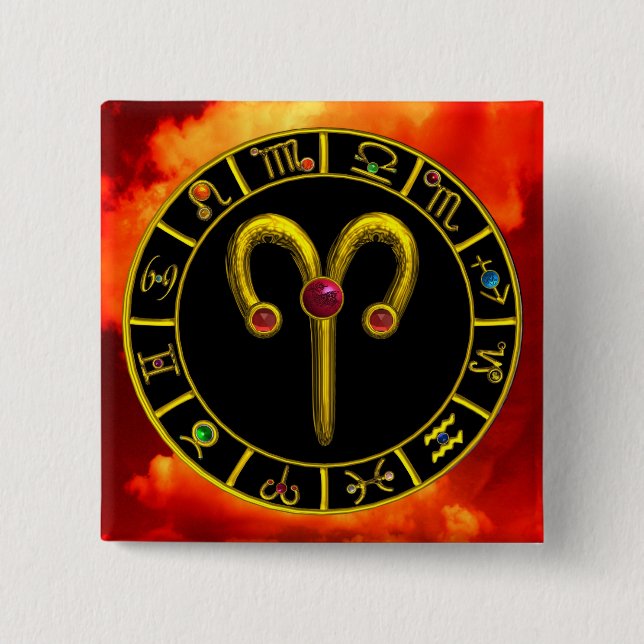 ARIES ZODIAC BIRTHDAY JEWEL BUTTON (Vorderseite)