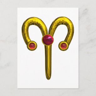ARIES ZODIAC BIRTHDAY JEWEL POSTKARTE