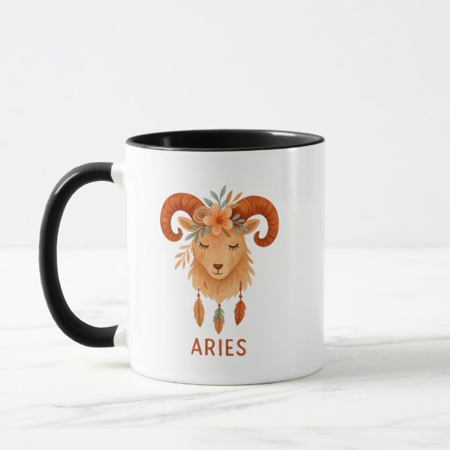 Aries zodiac boho watercolor Coffee Mug Tasse (Links)