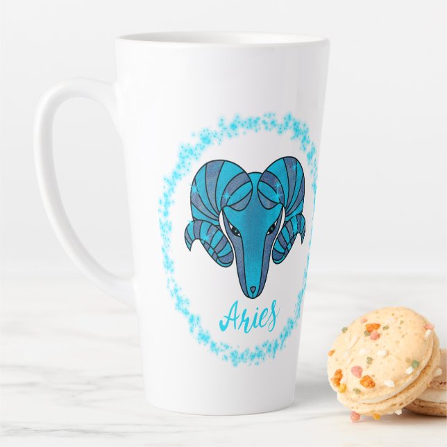 Aries zodiac Bull blue glitter March 21-April 19 Milchtasse (Beispiel)