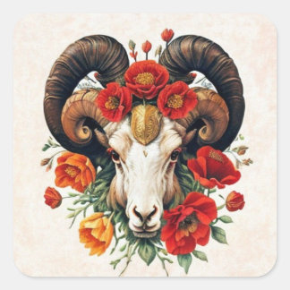 Aries Zodiac Collection Quadratischer Aufkleber