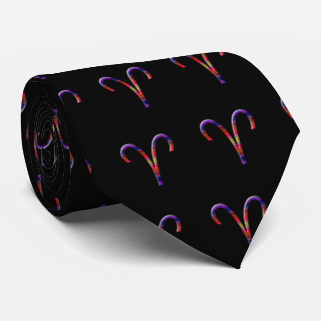 Aries Zodiac Colorful on Black Krawatte (Gerollt)