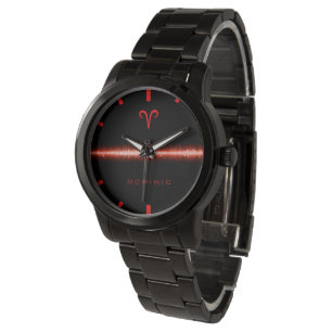 Aries Zodiac Cool Red Fire Light Line Individuelle Armbanduhr