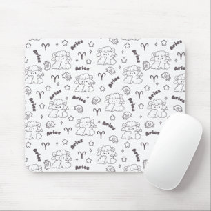 Aries Zodiac Elegance - Line Kunst, Dichtung und M Mousepad