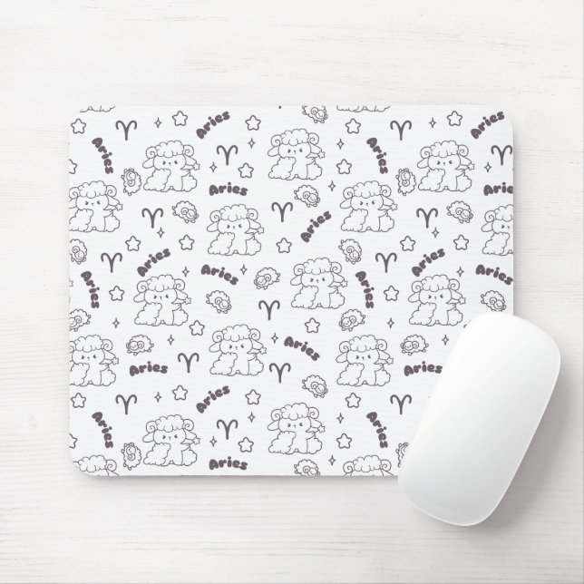 Aries Zodiac Elegance - Line Kunst, Dichtung und M Mousepad (Mit Mouse)