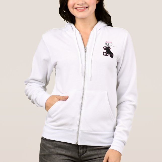 Aries Zodiac Feminine Style mit Namen Hoodie (Vorderseite)
