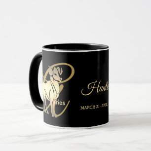 Aries ♈ Zodiac Geburtstagszeichen / Schwarz und Go Tasse