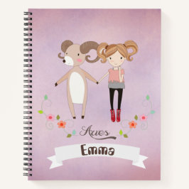 Aries Zodiac Girl mit einem Namen Spiral Notebook Notizbuch