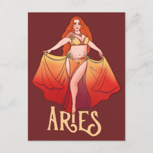 Aries Zodiac Goddess Art Bly Dancer Astrologie Postkarte