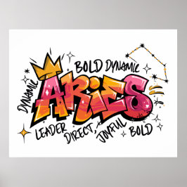 Aries Zodiac Graffiti  Poster