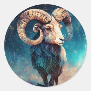 Aries Zodiac Graphic Runder Aufkleber
