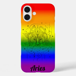 Aries Zodiac LGBTQ Prix Rainbow Design iPhone 16 Plus Hülle
