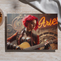 Aries Zodiac Musician Guitar Decoupage