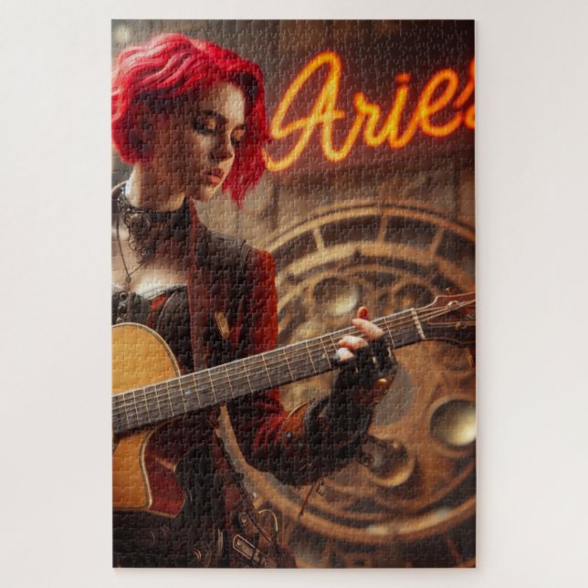 Aries Zodiac Musician Guitar Puzzle (Vertikal)
