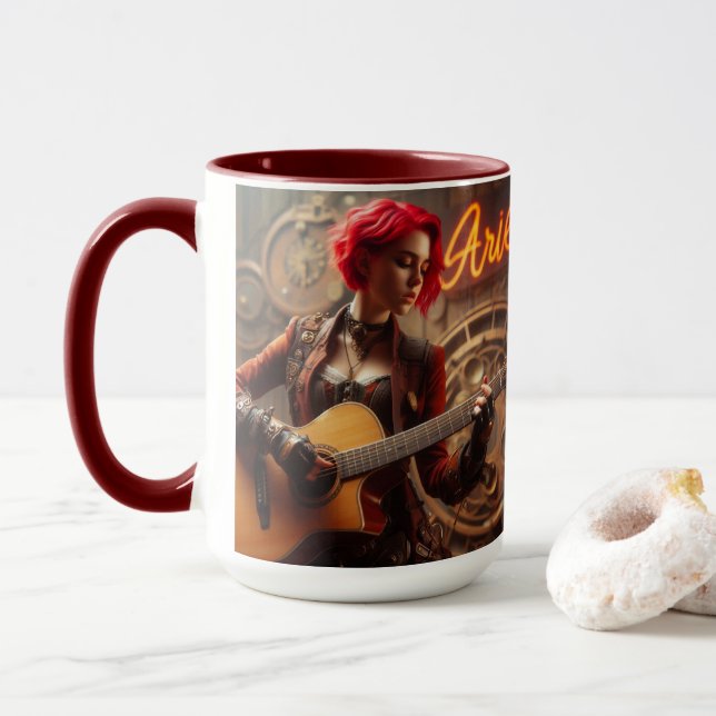 Aries Zodiac Musician Guitar Tasse (Mit Donut)
