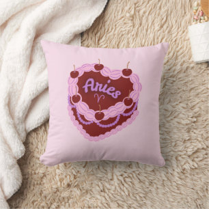 Aries Zodiac Pastel Heart Birthday Cake Kissen