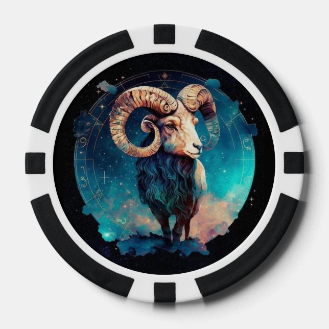 Aries Zodiac Poker Chips - Astrologie Symbol Gamin (Vorderseite)