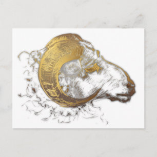 Aries Zodiac Ram Chinese Year Golden Horns PostC Postkarte