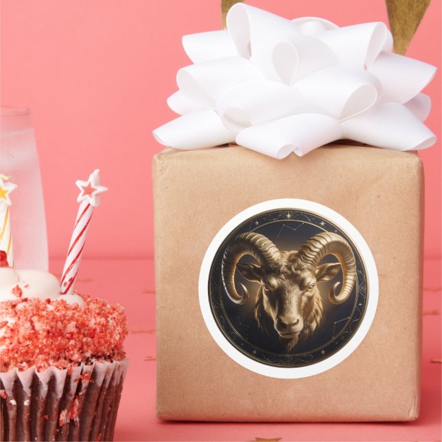 Aries Zodiac Ram Runder Aufkleber (Party)
