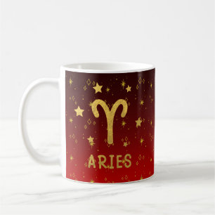 Aries Zodiac Red and Gold Astrologie Tasse