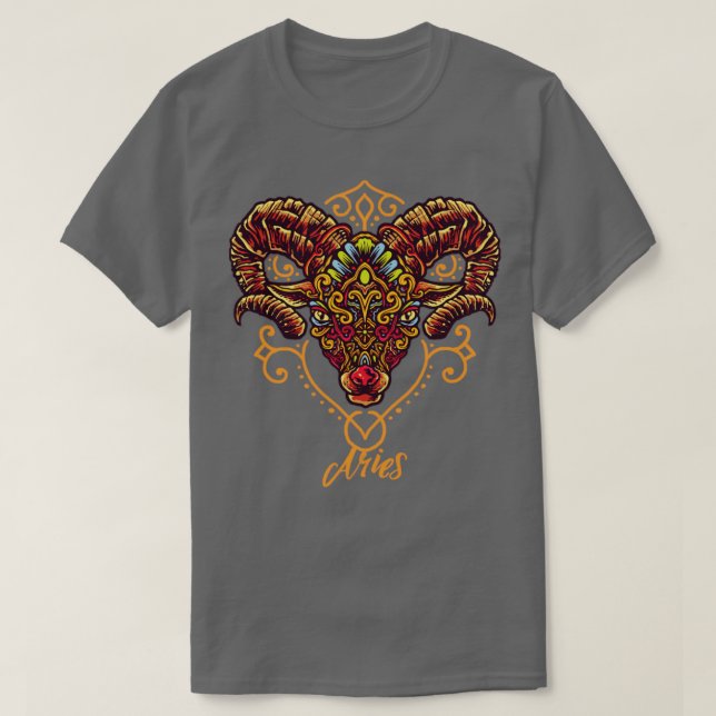 Aries Zodiac Sign Artistic Ram T-Shirt (Design vorne)