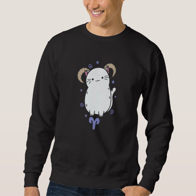 Aries Zodiac Sign as a Cat Horoscope Sweatshirt (Vorderseite)