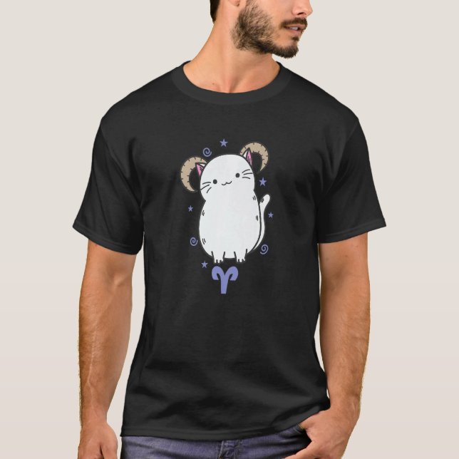 Aries Zodiac Sign as a Cat Horoscope T-Shirt (Vorderseite)