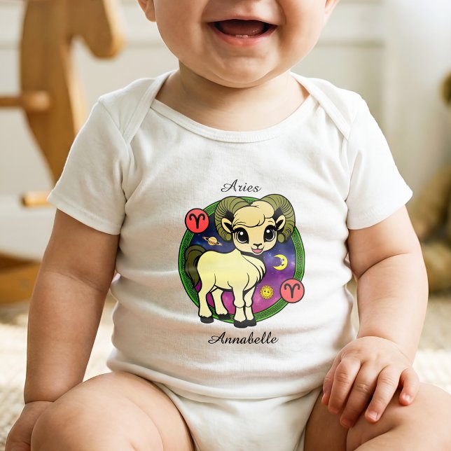 Aries Zodiac Sign Astrologie Cartoon Horoskop Baby Strampler (Von Creator hochgeladen)