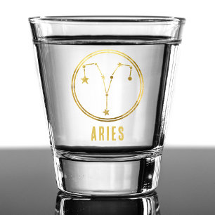 Aries Zodiac Sign Astrologie Horoskop Gold Schnapsglas