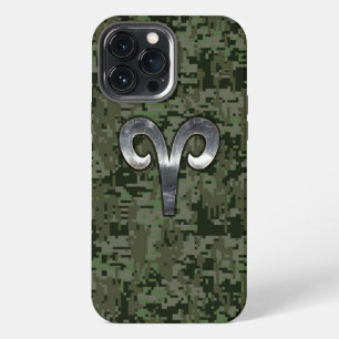 Aries Zodiac Sign auf Green Camouflage iPhone 13 Pro Max Hülle