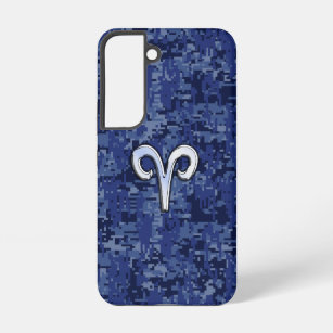 Aries Zodiac Sign auf Navy Blue Camouflage Samsung Galaxy Hülle