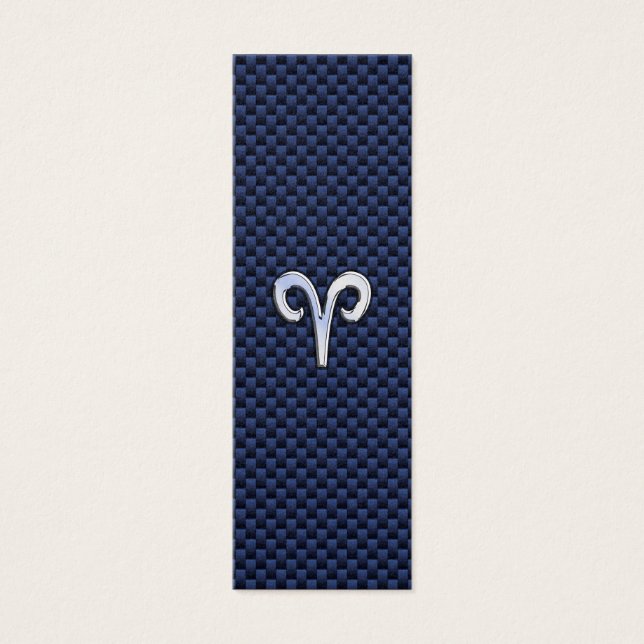 Aries Zodiac Sign auf Navy Blue Carbon Fibre Print (Vorderseite)