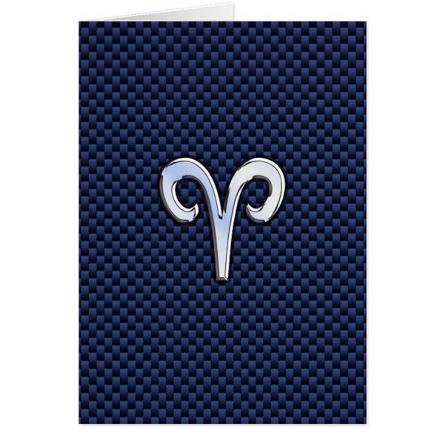 Aries Zodiac Sign auf Navy Blue Carbon Fibre Print (Vorne)