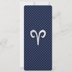 Aries Zodiac Sign auf Navy Blue Carbon Fibre Print
