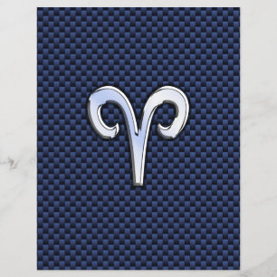 Aries Zodiac Sign auf Navy Blue Carbon Fibre Print Flyer
