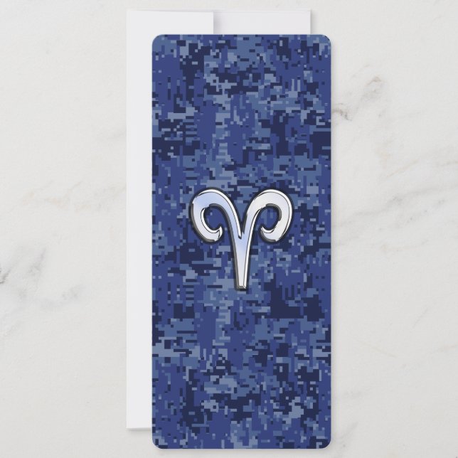 Aries Zodiac Sign auf Navy Blue Digital Camouflage (Vorderseite)