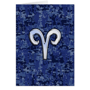 Aries Zodiac Sign auf Navy Blue Digital Camouflage