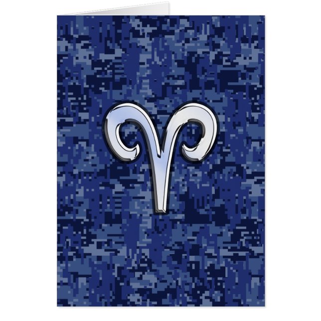 Aries Zodiac Sign auf Navy Blue Digital Camouflage (Vorne)
