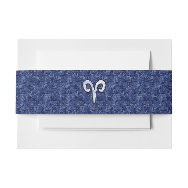 Aries Zodiac Sign auf Navy Blue Digital Camouflage Einladungsbanderole (Vorderseite Beispiel)